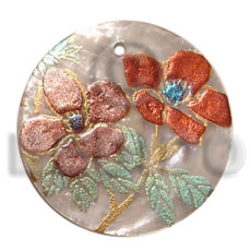 hand made Round 40mm hammershell handpainted Hand Painted Pendants