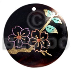 Round 40mm blacktab handpainted Hand Painted Pendants