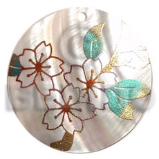 hand made Round 50mm kabibe shell Hand Painted Pendants