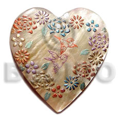 Heart 45mm mop handpainted Hand Painted Pendants