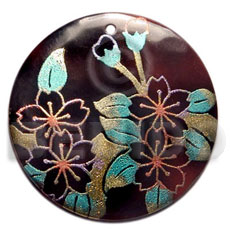 Round 40mm blacktab handpainted Hand Painted Pendants