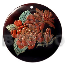 Round 40mm blacktab handpainted Hand Painted Pendants