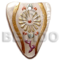 Freeform 45mmx35mm kabibe shell Hand Painted Pendants