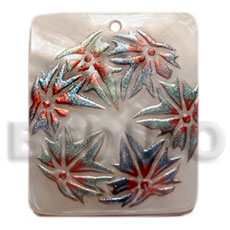 Rectangular 45mmx35mm kabibe shell Hand Painted Pendants