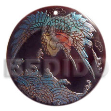 Round 40mm blacktab handpainted Hand Painted Pendants