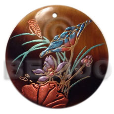 Round 40mm blacktab handpainted Hand Painted Pendants