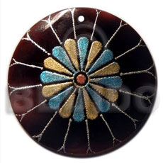 Round 40mm blacktab handpainted Hand Painted Pendants