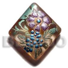 Diamond 40mm transparent brown Hand Painted Pendants