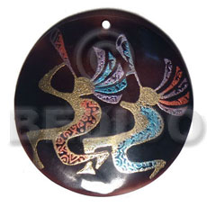 Round 50mm blacktab shell Hand Painted Pendants