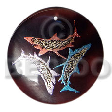 Round 50mm blacktab shell Hand Painted Pendants