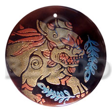 hand made Round 50mm blacktab shell Hand Painted Pendants