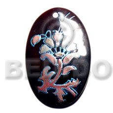 Round 50mm blacktab shell Hand Painted Pendants