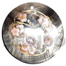 hand made Round 50mm blacklip shell Hand Painted Pendants