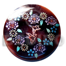 hand made Round 50mm blacktab shell Hand Painted Pendants