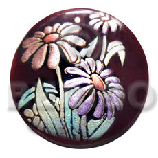 Round 50mm blacktab shell Hand Painted Pendants