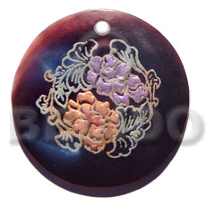 hand made Round 50mm blacktab shell Hand Painted Pendants