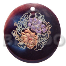 Round 50mm blacktab shell Hand Painted Pendants