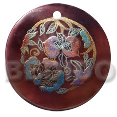 hand made Round 50mm blacktab shell Hand Painted Pendants