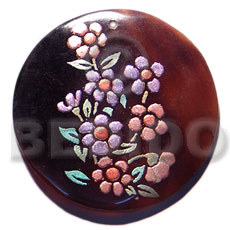 Round 50mm blacktab shell Hand Painted Pendants