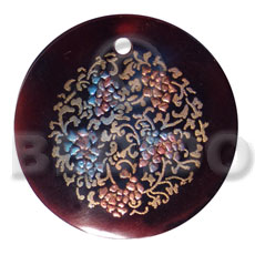 Round 50mm blacktab shell Hand Painted Pendants