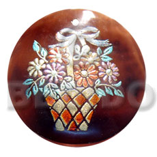 hand made Round 50mm blacktab shell Hand Painted Pendants