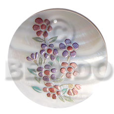 Round 50mm kabibe shell Hand Painted Pendants