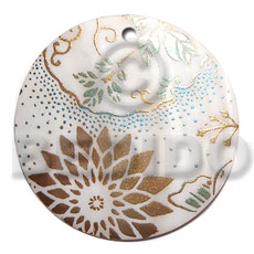 hand made Round 50mm kabibe shell Hand Painted Pendants