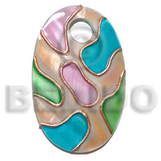 hand made Handpainted and colored oval 45mmx30mm Hand Painted Pendants