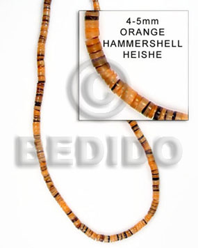 hand made 4-5mm hammer shell heishe orange Heishe Shell Beads