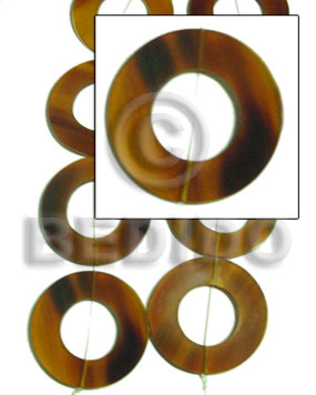 round flat disc golden horn 45mm (22mm inner circle) (9 pcs. /strand ) - Horn Beads