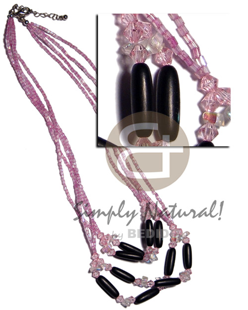 4 Rows Pink Cut Beads