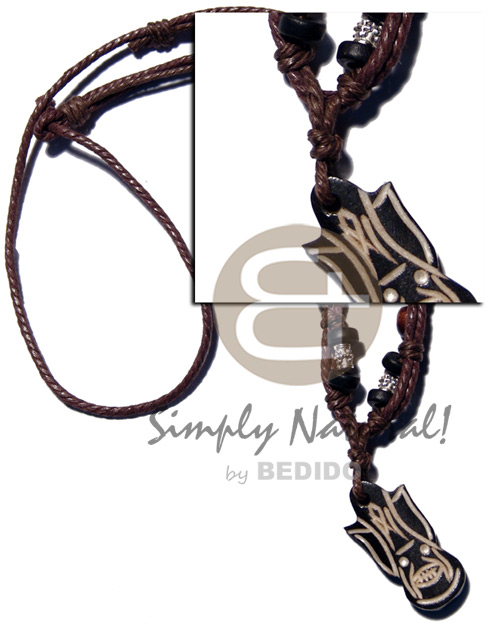Tribal carved 37mmx18mm wooden pendant