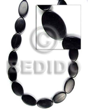 black horn flat oval  5x15x22mm - Horn Oval Beads