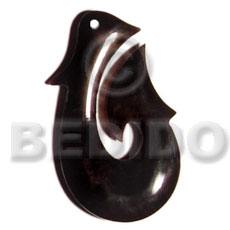 horn fish hook 45mm - Horn Pendants