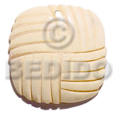 40mmx40mm square white bone  groove - Horn Pendants