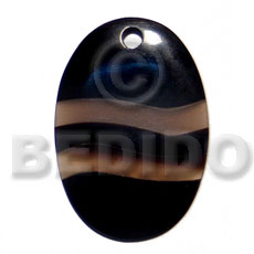 50mmx35mm oval black horn  golden amber horn combination - Horn Pendants