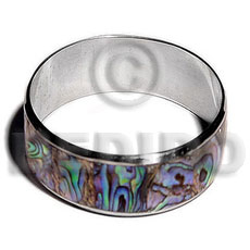 laminated inlaid paua in 1 inch  stainless metal / 65mm in diameter - Inlaid Metal Bangles