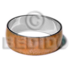 laminated orange capiz  in 1 inch  stainless metal / 65mm in diameter - Inlaid Metal Bangles