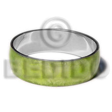 hand made Laminated neon green capiz Inlaid Metal Bangles