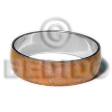 laminated orange capiz  in 3/4 inch  stainless metal / 65mm in diameter - Inlaid Metal Bangles