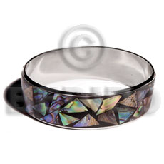 laminated inlaid crazy cut paua 3/4 inch stainless metal / 65mm in diameter - Inlaid Metal Bangles