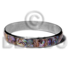 laminated paua  in 1/2 inch stainless metal / 65mm in diameter - Inlaid Metal Bangles