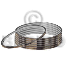 laminated brownlip tiger in 3mm stainless metal / 65mm in diameter / price per piece - Inlaid Metal Bangles