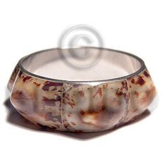 limpet  shells in 1in. metal casing / inner diameter 65mm - Inlaid Metal Bangles