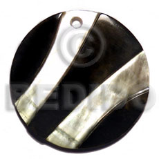 round zebra black lip  embossed skin 50mm - Inlaid Pendants