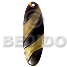 Thin elongated oval zebra Inlaid Pendants