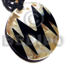 55mm round MOP  skin inlaid on black resin - Inlaid Pendants