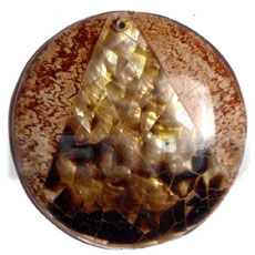 round 65mm laminated coco  brownlip cracking - Inlaid Pendants