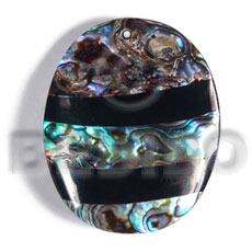 45mmx35mm  laminated oval paua/blacklip shell  combination  5mm black resin backing - Inlaid Pendants