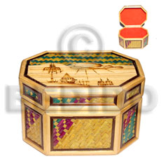 bamboo  pandan jewelry box / large  l=130mm x w=97mm x h=80mm - Jewelry Box